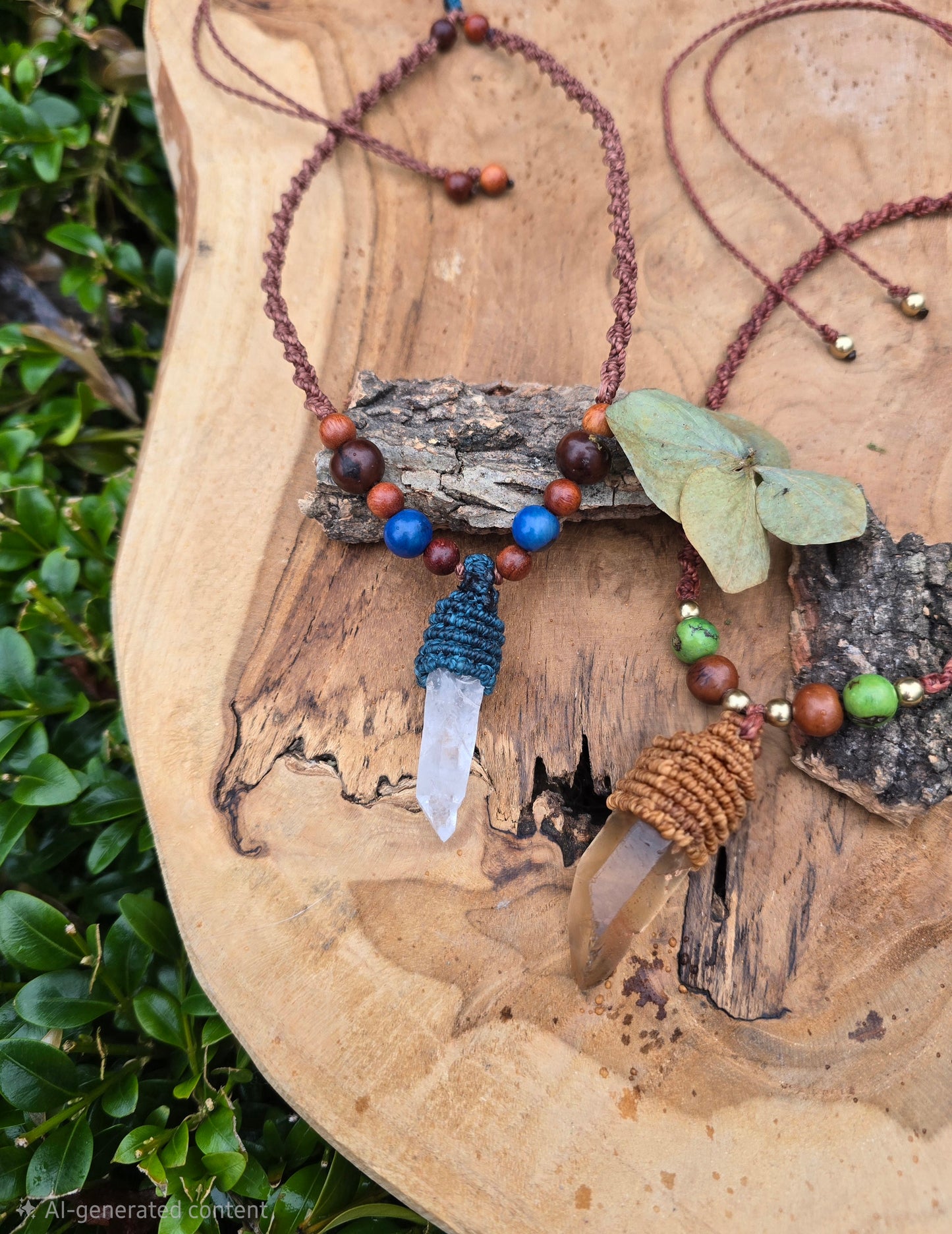 Acorn Quartz Necklaces with Acai Seeds