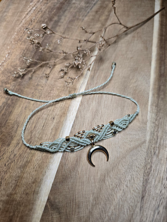 Minty Gold Moon Anklet
