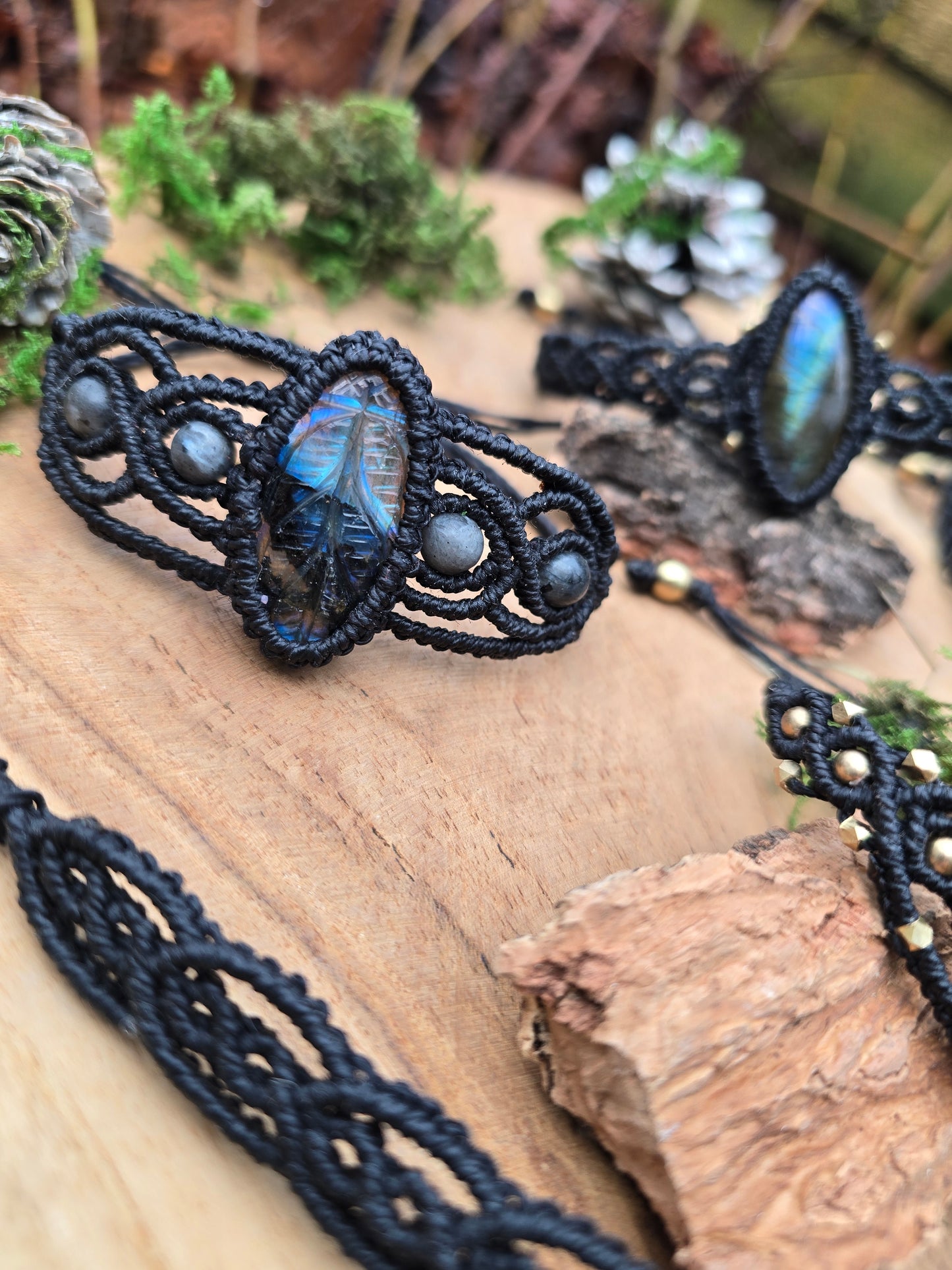 Large Oval Carved Labradorite Bracelet