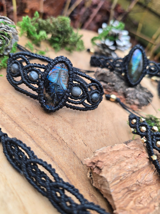 Large Oval Carved Labradorite Bracelet