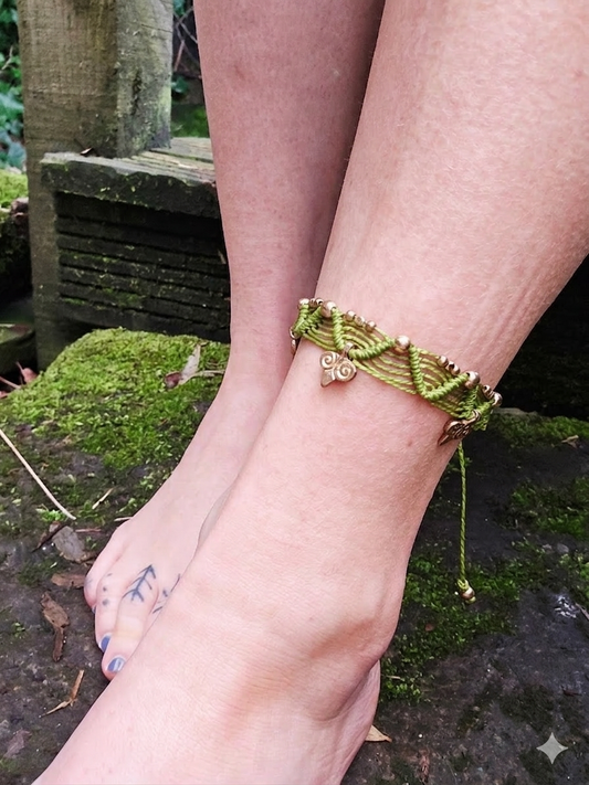 Pistachio Green Boho Anklet
