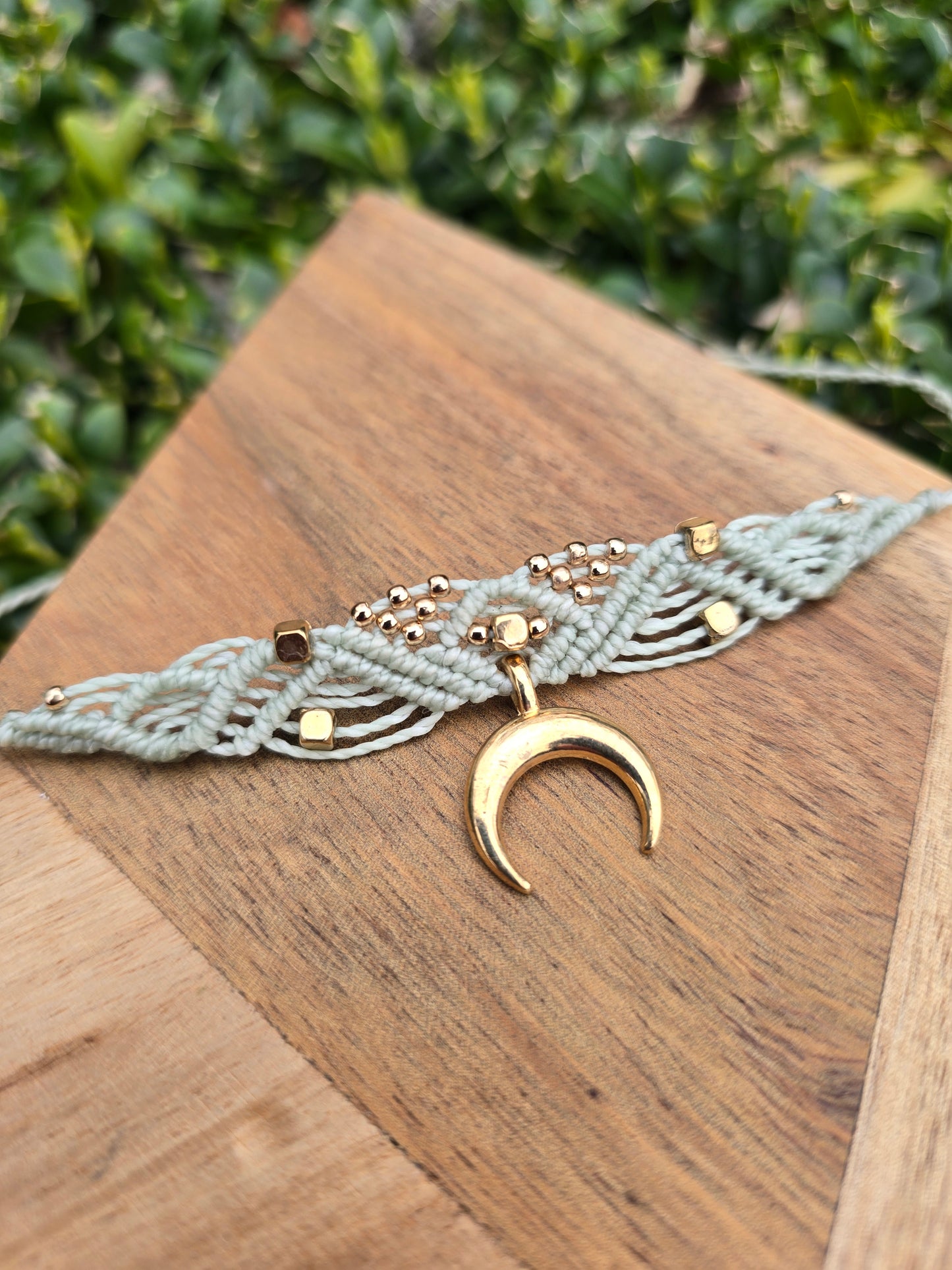 Minty Gold Moon Anklet