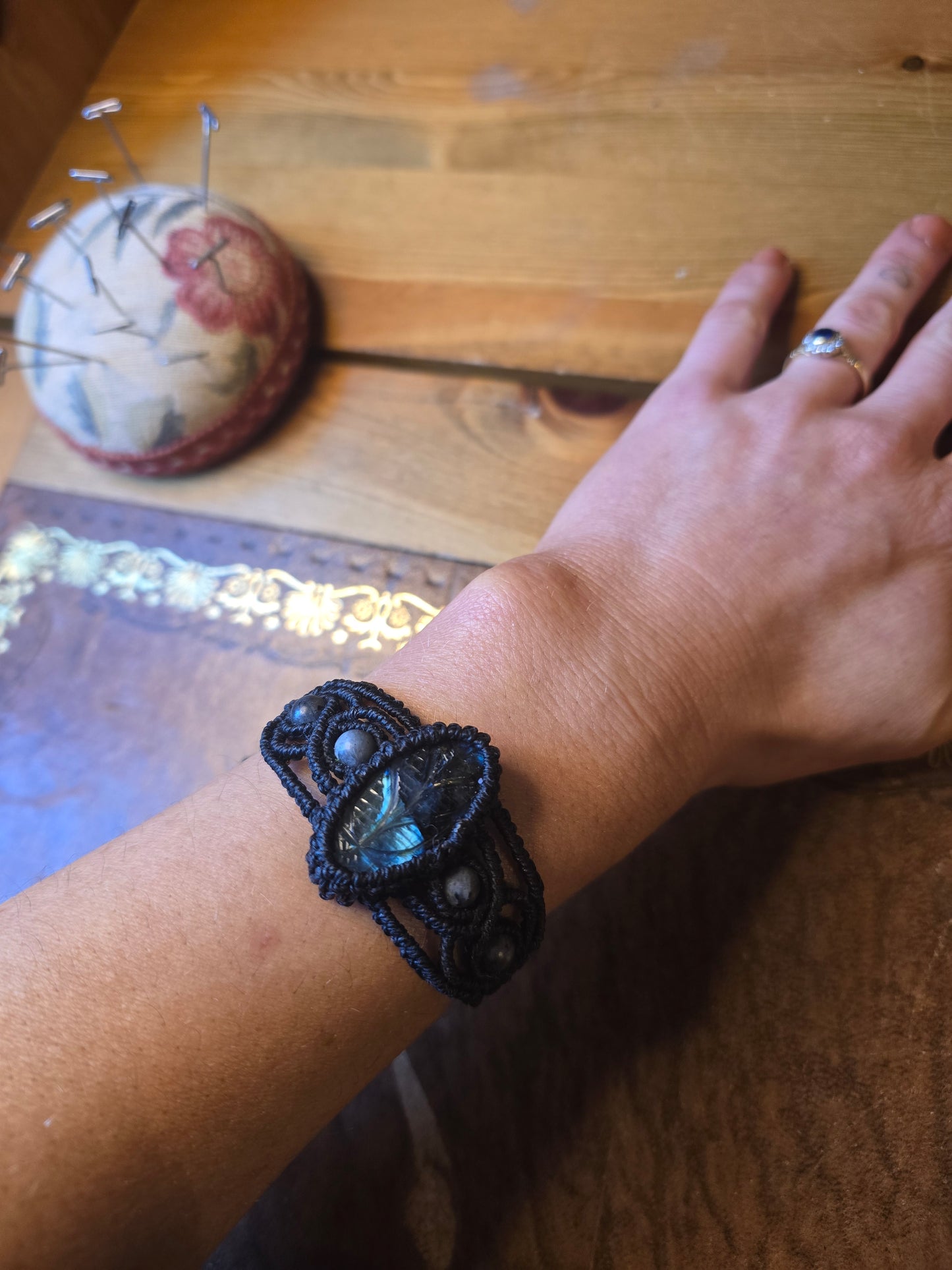 Large Oval Carved Labradorite Bracelet