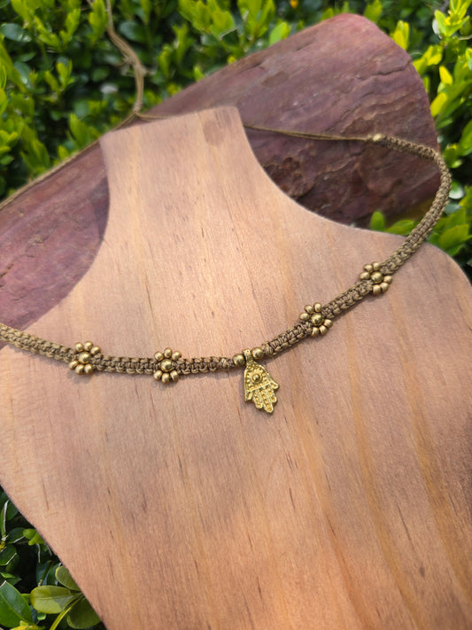 Hamsa Hand Flower Choker