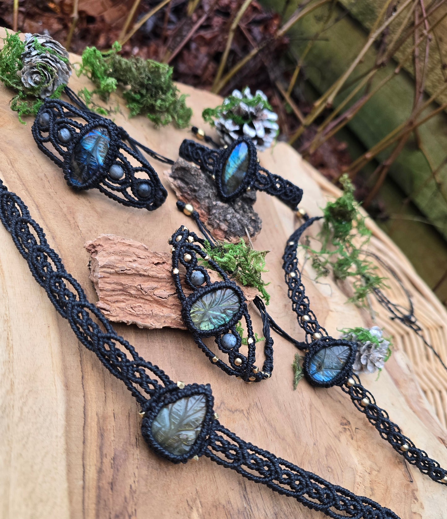 Large Oval Carved Labradorite Bracelet