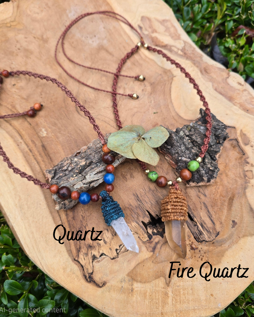 Acorn Quartz Necklaces with Acai Seeds