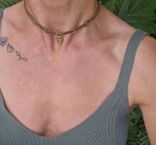 Hamsa Flower Choker