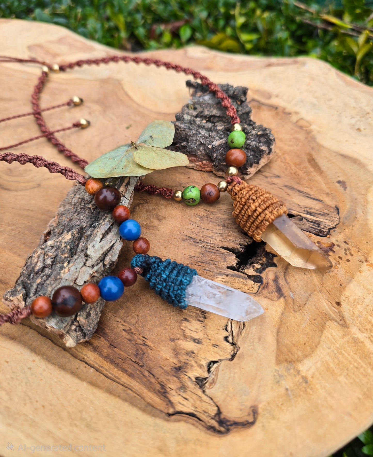 Acorn Quartz Necklaces with Acai Seeds