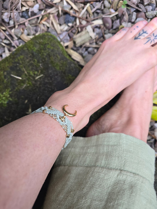 Minty Gold Moon Anklet